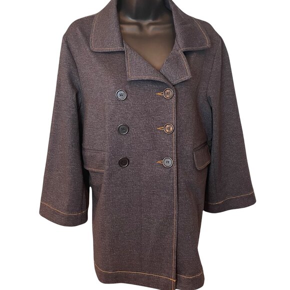 Eci New York NWT Womens Double-Breasted Jacket Grey Contrast Stitching Sz Large - Picture 1 of 11